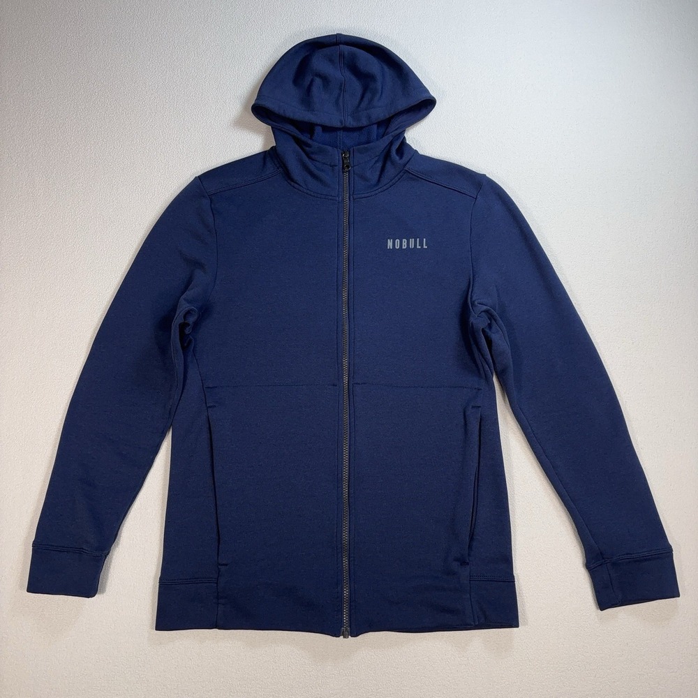Nobull Full Zip Hoodie Men's‎ M Navy Blue Zip Pockets Fleece Lined Sweatshirt